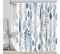 Charming Blue Botanical Print Waterproof Shower Curtain - Stylish, Durable & Easy-Care for Nature-Inspired Bathroom Décor 120x190cm/Width X Heigh