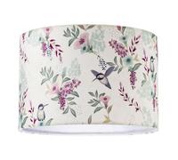Happy Homewares Charming Botanical Woodland-Inspired Velvet Fabric Circular Lampshade