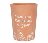 Jones Home & Gift Charming Brown Thank You For Helping Me Grow Terracotta Plant Pot - 16.5cm x 12.5cm (1 Pc.) - Elegant Design, Durable Garden Decor - Perfect Garden Decor Accent