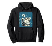 Charming Cat with Dandelion for a Whimsical Touch Pullover Hoodie