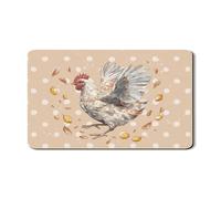 Charming Chicken Dish Drying Mats For Kitchen, Rustic Polka Dot Absorbent Rubber Drainer Rack Mat, Seasonal PU Leather Drying Pad For Coffee Bar 12x20 Inch
