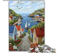 Charming Coastal Village 1000 Pieces Jigsaw Puzzle for Adults& Teens, Stress Reliever Staycation Kill Time Enhance Love between Couples (26x38cm)