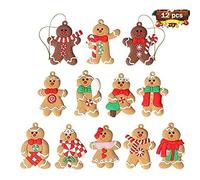 Charming Collection of 12 Pcs Cute Bread Man Xmas Ornaments to Spread Cheer This Season (B)