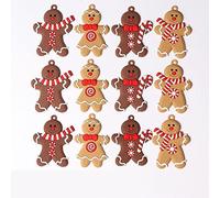 Charming Collection of 12 Pcs Cute Bread Man Xmas Ornaments to Spread Cheer This Season (D)