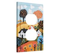 Charming Countryside Light Switch Cover Plates, Bright Multi-Colored Houses for Home Decor, Thermoplastic Wall Plates, Standard Size Single Duplex Outlet
