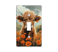 Charming Cow Light Switch Cover Plates/Outlet Covers, Rustic Brown Farm Animal for Home Decor, Thermoplastic Wall Plates, Standard Size Single Toggle