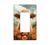 Charming Cow Light Switch Cover Plates/Outlet Covers, Rustic Brown Farm Animal for Home Decor, Thermoplastic Wall Plates, Standard Size Single Rocker