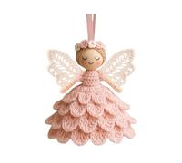 Charming Crochet Fairy Doll Ornaments Christmas Tree Cute Knitted Pendant(Pink)