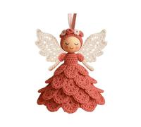 Charming Crochet Fairy Doll Ornaments Christmas Tree Cute Knitted Pendant(Red)