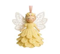 Charming Crochet Fairy Doll Ornaments Christmas Tree Cute Knitted Pendant(Yellow)