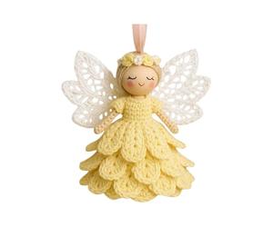 Charming Crochet Fairy Doll Ornaments Christmas Tree Cute Knitted Pendant(Yellow)