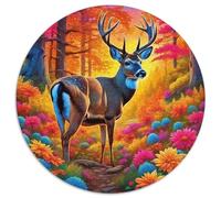 Charming Deer 1000 Piece Round Puzzle for Adults Kids 14+ Awesome Animals Puzzles Creative Unique Challenge Games Family Game 1000pcs (67.5x67.5cm)