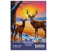 Charming Deer 1000 Pieces for Adults Jigsaw Puzzles Educational Game Challenge Toy Awesome Animals Family Puzzle Game Birthday Gifts Beautiful Decoration Puzzle70x50cm/1000pcs