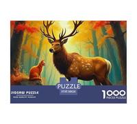Charming Deer 1000 Pieces for Adults Jigsaw Puzzles Educational Game Challenge Toy Awesome Animals Family Puzzle Game Birthday Gifts Beautiful Decoration Puzzle38x26cm/1000pcs