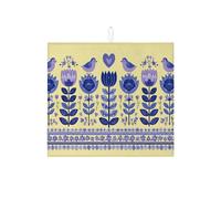 Charming Dish Drying Mats For Kitchen Counter, Blue Floral Absorbent Dish Drainer Rack Mat, Spring Microfiber Drying Pad For Kitchen Counter Coffee Bar Protector 16x18 Inch