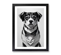 Charming Dog Framed Print | A3 Black Framed Wall Art | Ready to Hang | Modern Animal Picture | Living Room Bedroom Lounge Office