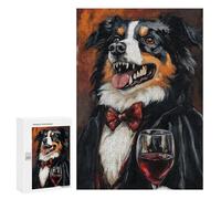 Charming Dog in Formal Attire with Wine Glass Puzzle 1000 Teile Schwer Puzzle Spielzeug Lernspiel Impossible Herausforderungsspielzeug Für Erwachsene Kinder 300 PCS
