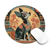 Charming Dog Mosaic Mouse Pad, Vibrant Blue and Terracotta Artistic Design, Colorful Home Office Desk Accessory, Non-Slip Rubber Base for Gaming and Work Round 8x8 Inch