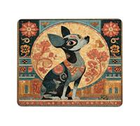 Charming Dog Mosaic Mouse Pad, Vibrant Blue and Terracotta Artistic Design, Colorful Home Office Desk Accessory, Non-Slip Rubber Base for Gaming and Work Square 8x10 Inch