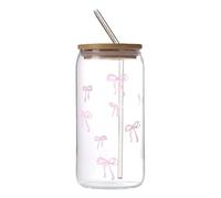 Charming Drinks Tumblers - Ribbon Style Beverage Kit, Crystal Sips Container, Fancy Table Display Mugs, Artisan Serving Goblet | Decorative Drinking Vessel Ribbon Motif Reusable Straw Hydration