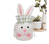 Charming Easter Bags - Plush Bunny Table Decor, 12 Inch Long-Eared Rabbit with Style, Fabric Tote Pair with Design, Seasonal Basket Accent, Treat Wrapping for Kids, Boys, Girls, Party