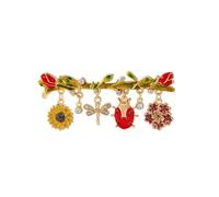 Charming Enamel Daisy Ladybug Brooch for Women - Gold Plated Floral Lapel Pin with Leaf Branch Design, Great Gift for Girls and Stylish Lovers