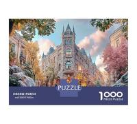 Charming European Village 1000 Piece Jigsaw Puzzle for Adults, Challenging Decorative Colorful Buildings Puzzle Game Gifts for Men Women Boys Girls 52x38cm/1000pcs