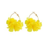 Charming Fabric Floral Earrings with Tassels, Ideal Accessory for Casual and Formal Events (Green)