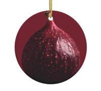 Charming Fig Print Ceramic Christmas Tree Hanging Ornaments - Round Decorative Keepsake for Xmas, Home, Party, Holiday