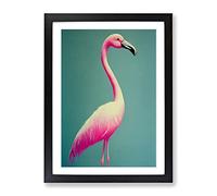 Charming Flamingo Framed Wall Art Print A2 Black