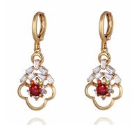 Charming Folwer Hollow Design Inlay Colorful Cubic Zirconia Dangle Drop Earrings