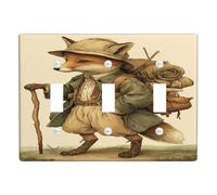Charming Fox Light Switch Cover Plates/Outlet Covers, Rustic Brown Woodland Design for Home Decor, Thermoplastic Wall Plates, Standard Size Triple Toggle
