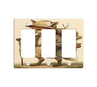 Charming Fox Light Switch Cover Plates/Outlet Covers, Rustic Brown Woodland Design for Home Decor, Thermoplastic Wall Plates, Standard Size 3 Gang Wall Plate
