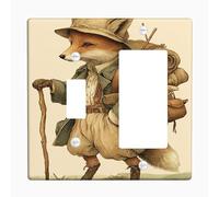 Charming Fox Light Switch Cover Plates/Outlet Covers, Rustic Brown Woodland Design for Home Decor, Thermoplastic Wall Plates, Standard Size Toggle Rocker