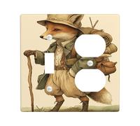 Charming Fox Light Switch Cover Plates/Outlet Covers, Rustic Brown Woodland Design for Home Decor, Thermoplastic Wall Plates, Standard Size Toggle Duplex