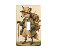 Charming Fox Light Switch Cover Plates/Outlet Covers, Rustic Brown Woodland Design for Home Decor, Thermoplastic Wall Plates, Standard Size Single Toggle