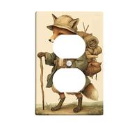 Charming Fox Light Switch Cover Plates/Outlet Covers, Rustic Brown Woodland Design for Home Decor, Thermoplastic Wall Plates, Standard Size Single Duplex Outlet
