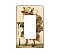 Charming Fox Light Switch Cover Plates/Outlet Covers, Rustic Brown Woodland Design for Home Decor, Thermoplastic Wall Plates, Standard Size Single Rocker