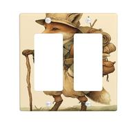 Charming Fox Light Switch Cover Plates/Outlet Covers, Rustic Brown Woodland Design for Home Decor, Thermoplastic Wall Plates, Standard Size Double Rocker