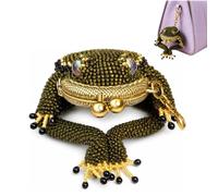 Charming Frog Coin Purse,Beaded Frog Keychain Pouch with Kiss Lock,Cute Amphibian Accessory Container Wallet,Gifts for Women