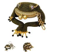 Charming Frog Coin Purse,Beaded Kiss Lock Amphibian Keychain Pouch,Cute Small Mini Pouch Accessories,Daily Carry Wallet Handheld Ring Pendant Decoration (1)