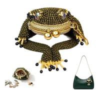 Charming Frog Coin Purse, Mini Change Purse, Vintage Kiss Lock Small Pouch, Handmade Beaded Coin Purse Keychain for Cash, Earbuds & Small Daily Accessories (1PCS)