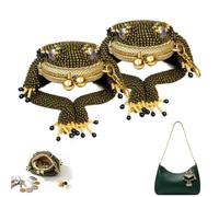 Charming Frog Coin Purse, Mini Change Purse, Vintage Kiss Lock Small Pouch, Handmade Beaded Coin Purse Keychain for Cash, Earbuds & Small Daily Accessories (2PCS)