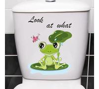 Charming Frog Toilet Cover Sticker Decals,Fish Bird Flower Leaf Waterproof Toilet Lid Tank Seat Decals Cistern Self-Adhesive Bathroom Wall Sticker