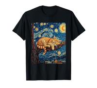 Charming Ginger Cat Van Gogh Starry Night Pet Lovers Art T-Shirt