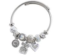 Charming Girls' Bracelet, Exquisitely Cute Cartoon Friendship Silver Bracelet with Stainless Steel Cuff Girls' Jewellery Perfect as a Birthday Gift