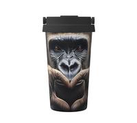 Charming Gorilla Love Canvas Insulated Coffee Mug with Lid, Leak-Proof Stainless Steel Travel Tumbler