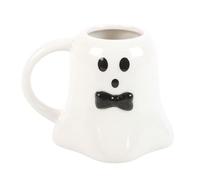 Charming Halloween Mr Boo Ghost Mug with Black Bow Tie - Premium Ceramic, Microwave & Dishwasher Safe - Generous Capacity for Pumpkin Spice Lattes, Hot Cocoa - Fun, Whimsical Design for Home or Office