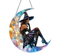 Charming Halloween Witch Hat Sun Catcher, 2D Acrylic Magical Hat - Witch Window Hanging Ornament, Charming Stained Glass Wall Art Hanging Ornament for Room Party Window Decor (B)