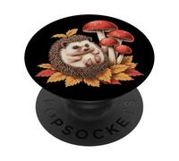 Charming Hedgehog Among Mushrooms and Autumn Leaves Art PopSockets Adhesive PopGrip
